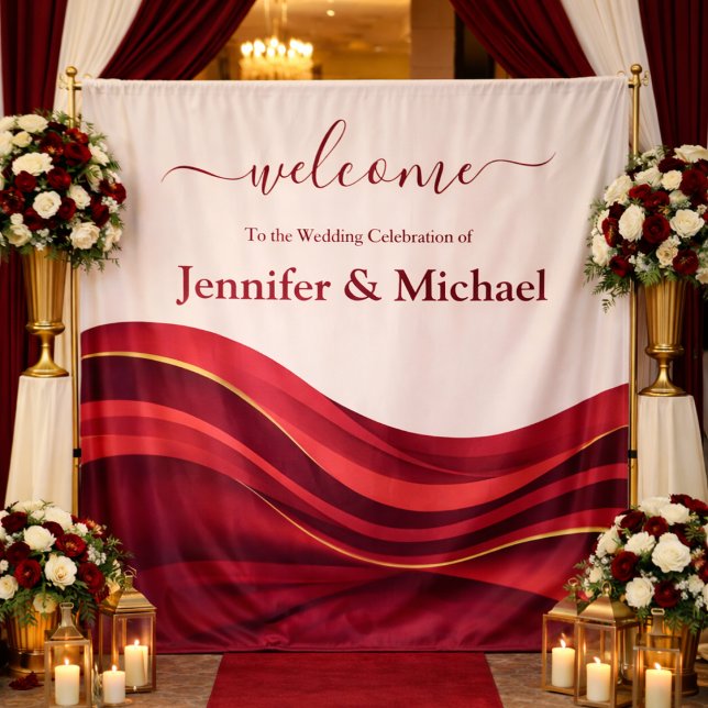 Burgundy Wedding Sign Tapestry (Burgundy Wedding Sign Tapestry )