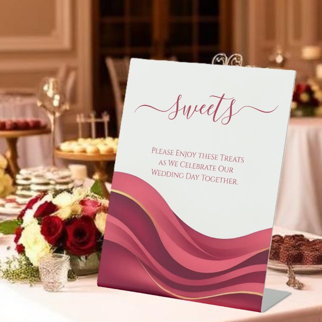 Burgundy Wedding Sweets Pedestal Sign (Burgundy Wedding Sweets Pedestal Sign)