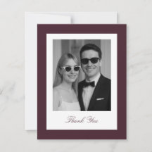 Burgundy Wedding Thank You photo Card