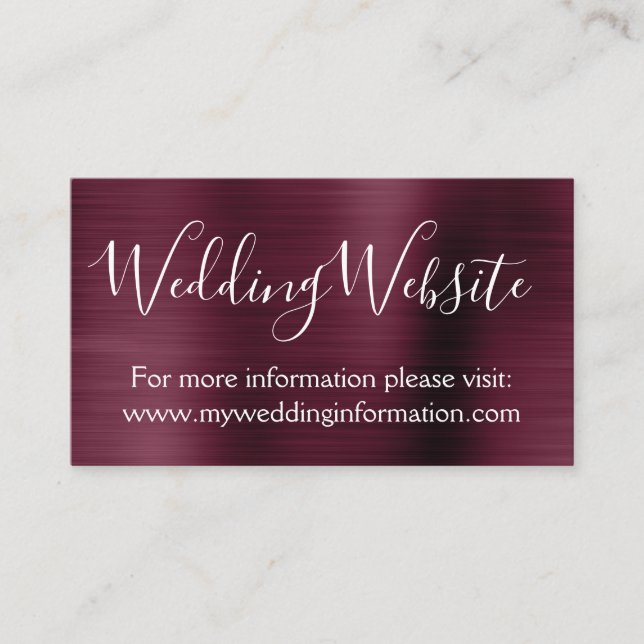 Burgundy Wedding Website Card Insert (Front)
