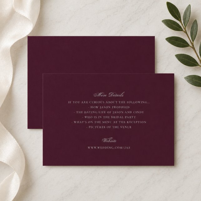 Burgundy Wedding Website Details Enclosure Card (Creator Uploaded)