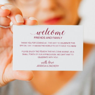 Burgundy Wedding Welcome Gift Bag Basket Place Card