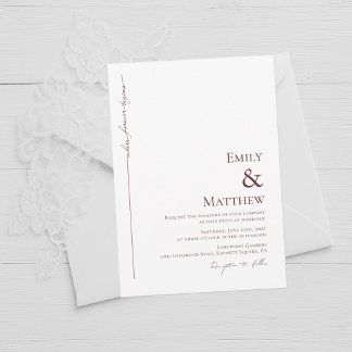 Burgundy Where Forever Begins Wedding Invitation