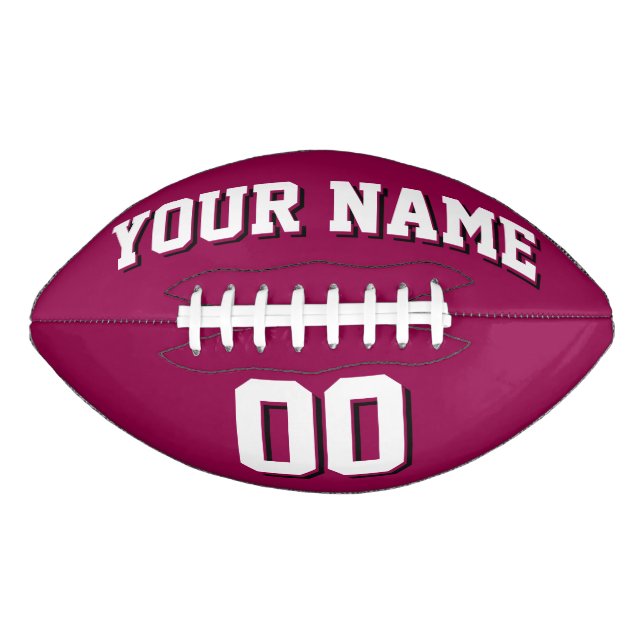 BURGUNDY WHITE AND BLACK Custom Football (Front)