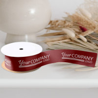 Burgundy, White Business Logo Branded Gift Ribbon