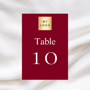 Burgundy white business logo table number
