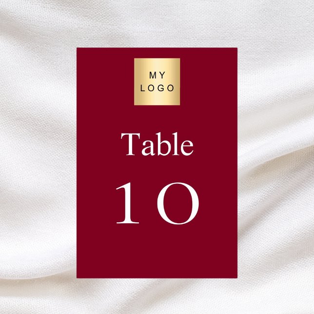 Burgundy white business logo table number (Creator Uploaded)