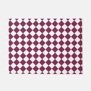 Burgundy White Checker Diamond Pattern Doormat
