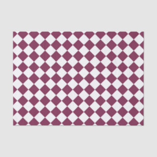 Burgundy White Checker Diamond Pattern Tissue Paper