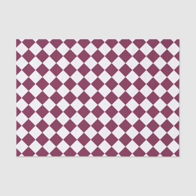Burgundy White Checker Diamond Pattern Tissue Paper (Front)