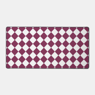 Burgundy White Chequered Diamond Pattern Desk Mat