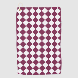 Burgundy White Chequered Diamond Pattern Golf Towel