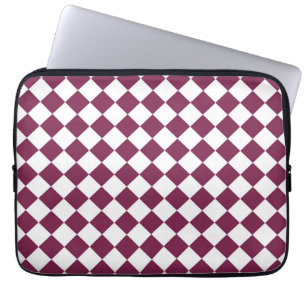 Burgundy White Chequered Diamond Pattern Laptop Sleeve