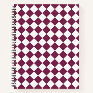 Burgundy White Chequered Diamond Pattern Notebook