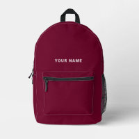Burgundy white Custom Name Backpack