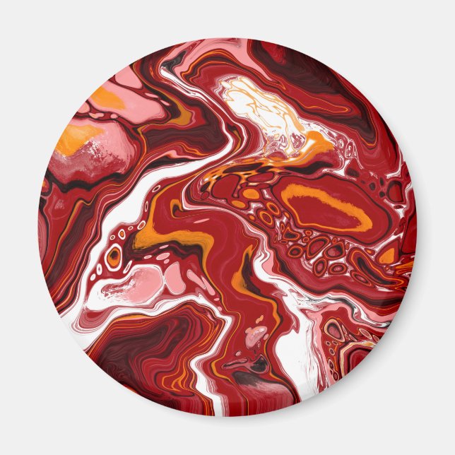  Burgundy White Digital Fluid Art     Magnet (Front)