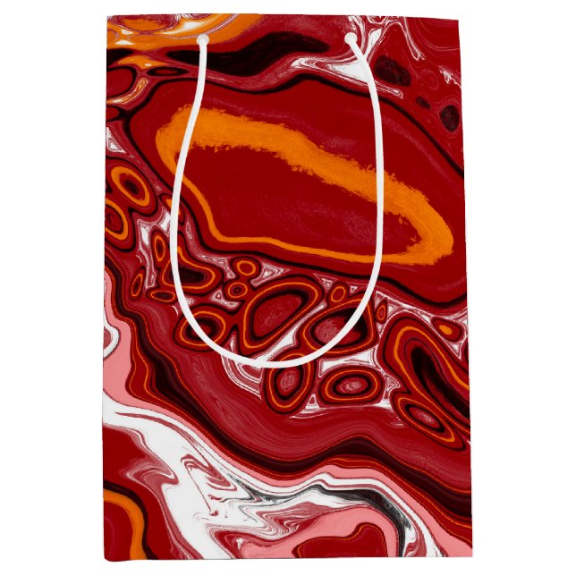  Burgundy White Digital Fluid Art    Medium Gift Bag (Front)
