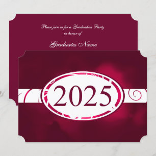 Burgundy White Floral Button 2025 Graduation Party Invitation