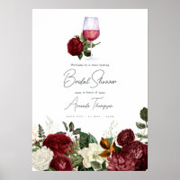 Burgundy & White Floral Wine Tasting Bridal Shower