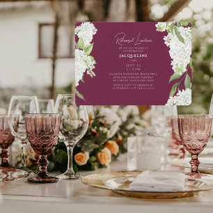 Burgundy White Hydrangeas Rehearsal Luncheon Invitation