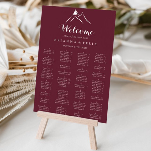 Burgundy White Mountain Alphabetical Seating Chart (Creator Uploaded)