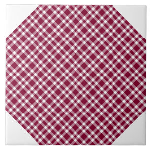 Burgundy White Plaid Pattern Ceramic Tile