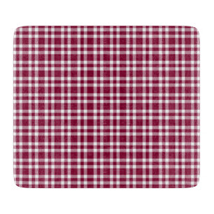 Burgundy White Plaid Pattern Cutting Board
