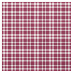 Burgundy White Plaid Pattern Fabric