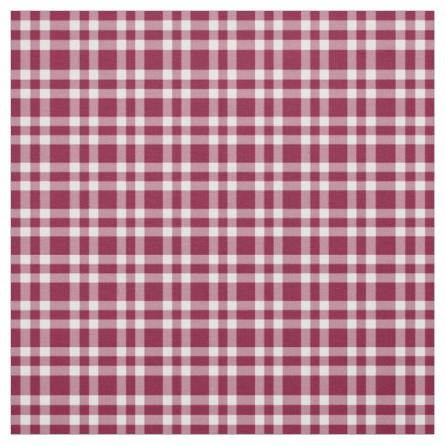 Burgundy White Plaid Pattern Fabric (Swatch)