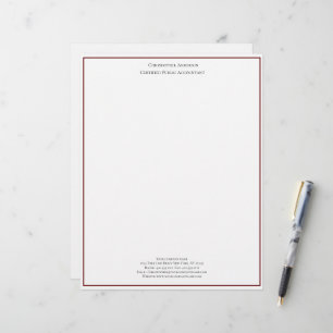 Burgundy White Professional Business Personalised  Custom Letterhead