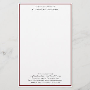 Burgundy White Professional Business Personalised  Stationery