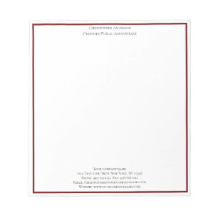 Burgundy White Professional Business Personalized Notepad