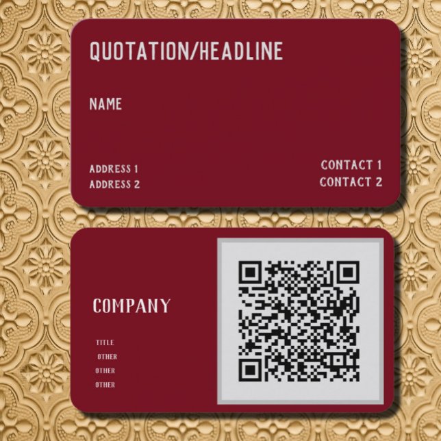 burgundy  white   -  QR code Business Card (Creator Uploaded)