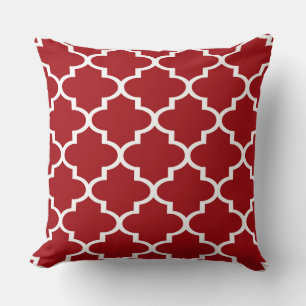 Burgundy White Quatrefoil Lattice Pillow