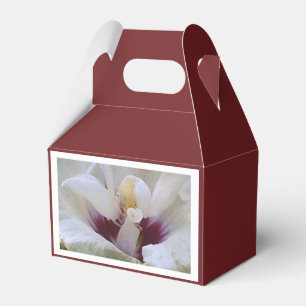 Burgundy White Rose Gift Favour Box