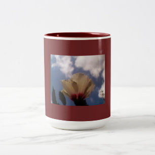 Burgundy White Rose Two-Tone Coffee Mug