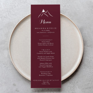 Burgundy White Silhouette Mountain Dinner Menu