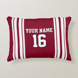 Burgundy White Team Jersey Custom Number Name Decorative Cushion