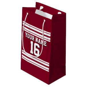 Burgundy White Team Jersey Custom Number Name Small Gift Bag