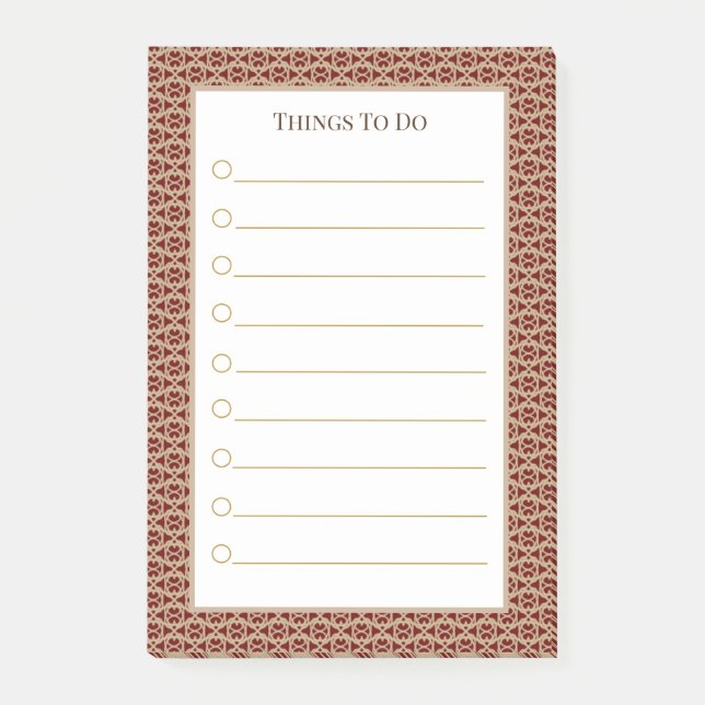 Burgundy & White Things To Do Post-it Notes (Front)