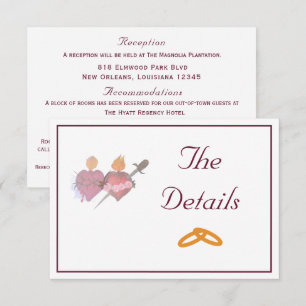 Burgundy & White Two Hearts Catholic Wedding Enclosure Card