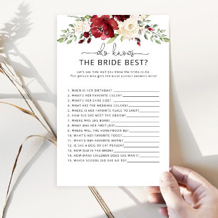 Burgundy Who knows the bride best game