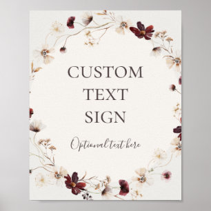 Burgundy Wildflower   Beige Cards & Gifts Custom Poster
