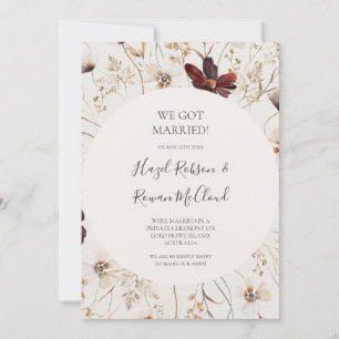 Burgundy Wildflower Beige Elopement Announcement