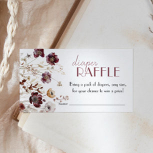 Burgundy Wildflower Diaper Raffle Baby Shower Enclosure Card