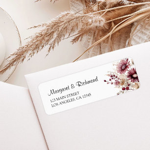 Burgundy Wildflower Floral Wedding Address Return Address Label