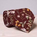 Burgundy Wildflower Garden Flowers Spring Meadow Tie<br><div class="desc">Bring floral elegance to your look with this burgundy wildflower garden neck tie. Featuring a spring meadow-inspired design with delicate flowers,  this tie is perfect for weddings,  garden parties,  or as a unique gift for flower lovers.</div>