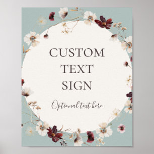 Burgundy Wildflower   Teal Cards & Gifts Custom Poster