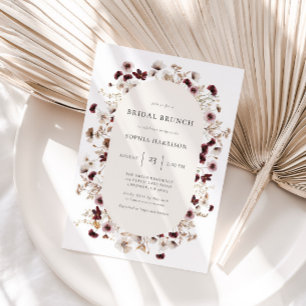 Burgundy Wildflower Wreath Bridal Shower  Invitation