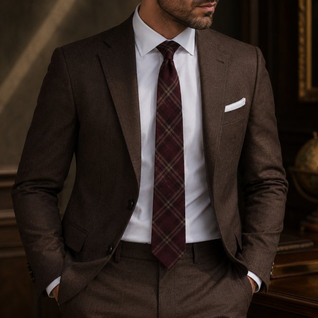 Burgundy Windowpane Plaid Tie (Creator Uploaded)